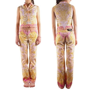 VERSACE JEANS SIGNATURE Vintage Pantalones Blusa Camisa Prenda para el torso Set Barroco Años 90 - Imagen 1 de 6