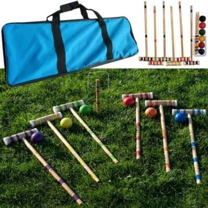 NEW Deluxe Wooden Croquet Set with Carrying Case - Picture 1 of 4