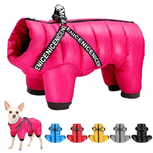 Winter Waterproof Dog Jacket Coat Thickening Warm Puppy Jumpsuit with Harness - Picture 1 of 41