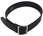 NEW Perfect Fit Size 34 Genuine Leather Silver Tone Black Leather Belt