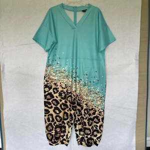 Chic Me Jumpsuit Damen Gr. 1XL Taschen V-Ausschnitt Einteiler Blau Stretch - Bild 1 von 15
