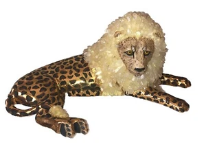 RARA scultura statuina gatto grande MCM vintage ghepardo leone geod criniera cristallo 20" - Foto 1 di 11