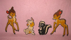 BAMBI 4 VINTAGE FLOCKED CHARACTERS WALL DECOR, THUMPER, FLOWER, FALINE  & BAMBI - Picture 1 of 8