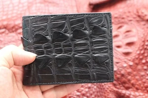 Black Genuine CROC Leather SKIN Men's Money Clip WALLET - Picture 1 of 5