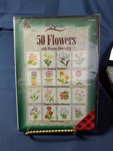 50 Blumen mit Donna Taubeere DVD OOP 2005 karierte Volkskunst - One Stroke Gemälde - Bild 1 von 6