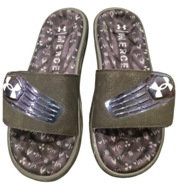 Sandalias Under Armor, talla 3Y, negro púrpura mercenario  Foto 1 de 3