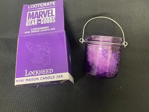 🚀Lockheed Dragon Lootcrate🚀 Mini tarro de velas de albañil de vidrio X-Men Marvel púrpura - Imagen 1 de 5
