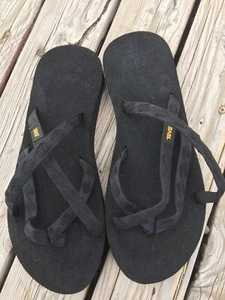 Teva Olowahu Slides Black Slip On Sandals 6840 Size 8 Women’s - Picture 1 of 10