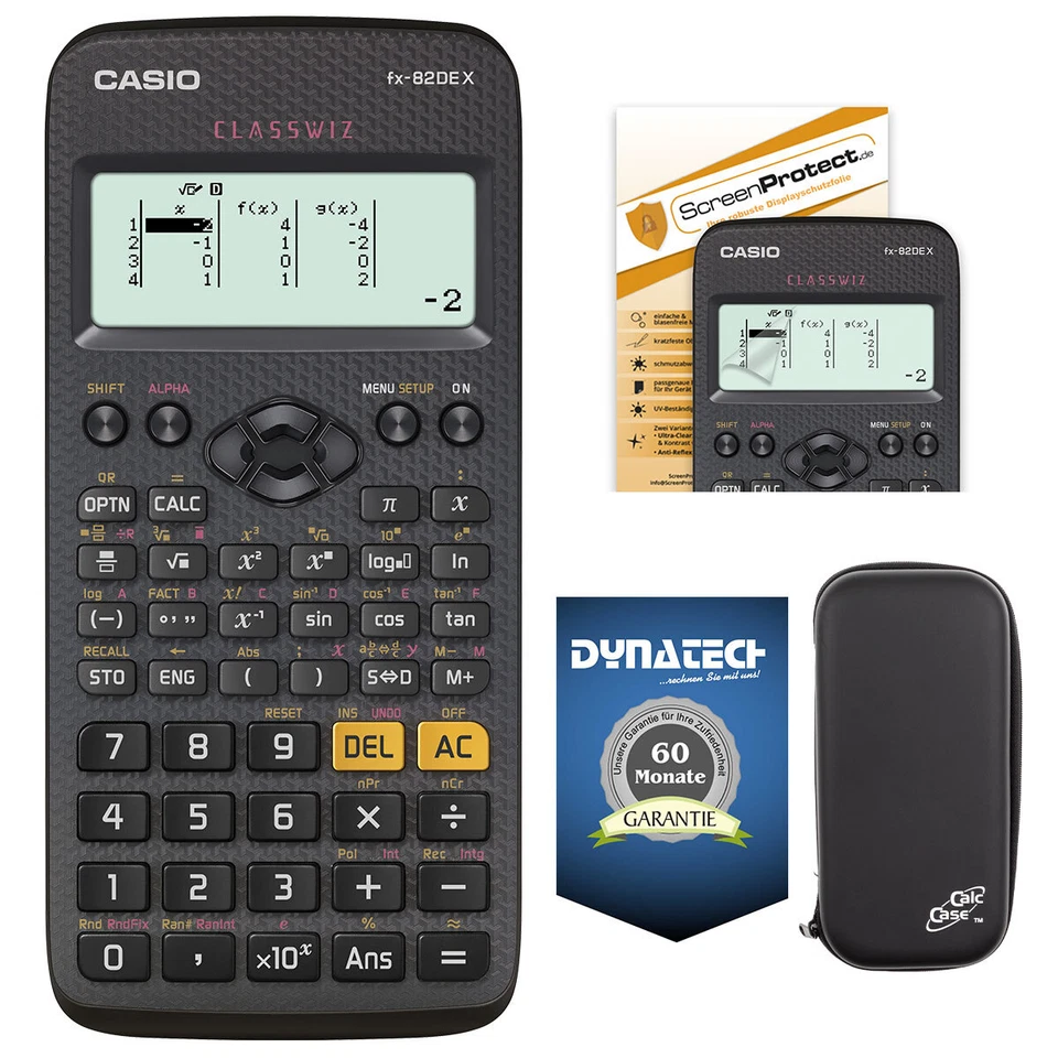 Taschenrechner Casio FX-82 DE X inkl Schutztasche, Schutzfolie, Garantie im Set - Bild 1 von 1