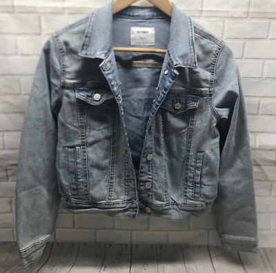 Old Navy Denim Jacket Size XL 14 Button Up Distress Light Wash - Image 1 of 4