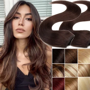 CLEARANCE Clip In 100% Human Hair Extensions Full Head Real Remy Hair 8 pieces - Picture 1 of 38