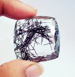 80.92 Ct Loose Gemstone Rutilated Quartz Cushion Shape Transparent Quartz Stone - Picture 1 of 8