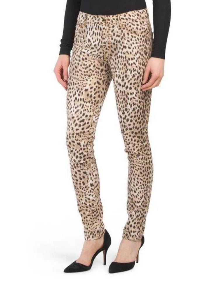 Roberto Cavalli Sz 44 or 8 Leopard Print SKINNY DESIGNER Jeans With Tags