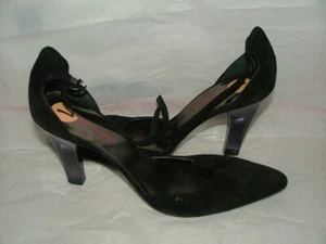 NEW WOB GIORGIO ARMANI HEELS SIZE 7 BLACK SUEDE LEATHER MADE IN ITALY #475 - Picture 1 of 7
