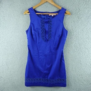 Review Womens Dress 10 Blue Shift Short Sleeveless Zip Corporate Work Career - Picture 1 of 9