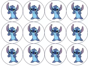 Set of 12 Stitch Edible Image rounds, dessert images, Wafer paper, pre cut - Picture 1 of 4