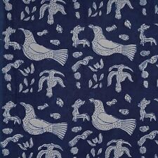 Bird Animal Fabric Cotton Handmade Block Printed 18.3m Natural Color Crafting