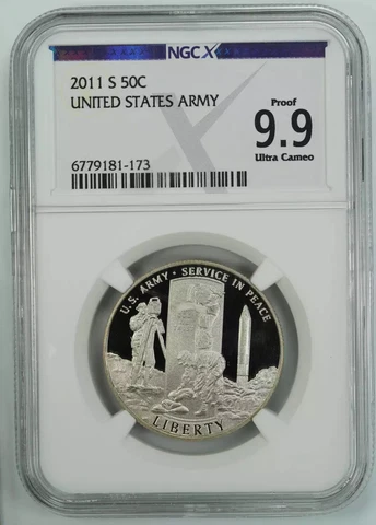 2011 S PROOF UNITED STATES ARMY HALF DOLLAR 50C NGCX PF 9.9 ULTRA CAMEO (173) Cover