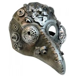 Steampunk Plague Doctor Bird Raven Halloween Costume Masquerade Mask [Silver]  - Picture 1 of 3