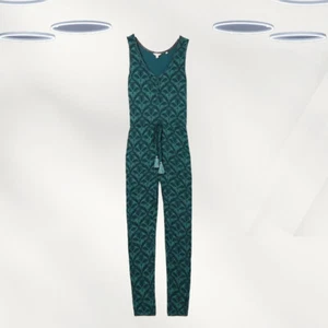 Ex Fat Face Women’s Sleeveless Palm Tree Print Jumpsuit in Teal Green (Defect) - Picture 1 of 3
