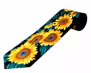 THE TIE STUDIO - Sunflower Yellow on Black Men's Novelty Ties - Picture 1 of 5