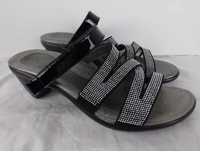Naot Formal Black Patent Rhinestone Crisscross Heels Womens US 7 EUR 38 - Image 1 of 4