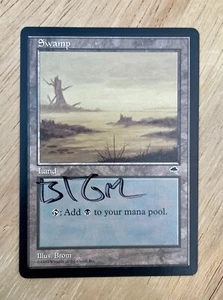 VINTAGE 1997 MTG Card Palude Terra Maghi della Costa Illustrazione. Brom firmato - Foto 1 di 2
