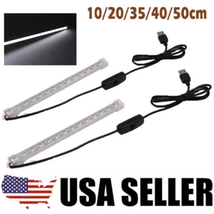 2xPortable USB LED Hard Strip Bar Light Tube Under Cabinet Lamp W/On/Off Switch - Picture 1 of 13