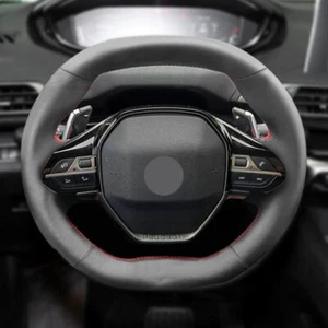 Black Steering Wheel Trim Leather Cover For Peugeot 3008 4008 2017 2018 508 2019 - Picture 1 of 14