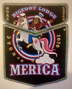 OA BIGFOOT LODGE 620 2024 BSA 2-PATCH 2020 NOAC CONTINGENT SAM UNICORN 100 MADE! - Picture 1 of 2