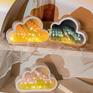 New Handmade DIY Cloud Tulip Mirror Small Night Light Girl Heart Living Room  UK