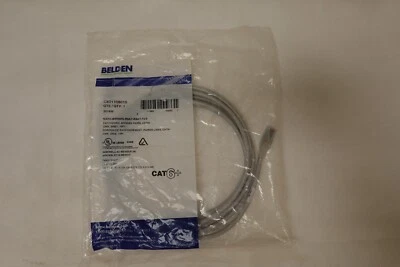 Belden Cat 6+ CMR Mod Patch Cord, Bonded Pairs, Grey, 10ft Length, C601108010 - Image 1 of 4