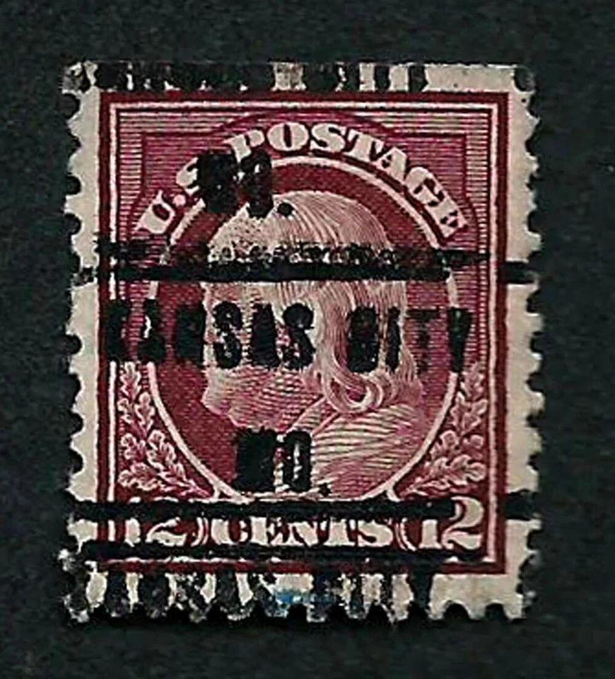 EE. UU., SCOTT # 512 b, TRIPLE PRECANCELACIÓN KANSAS CITY MO, FRANKLIN AÑO 1917 COMO NUEVO Foto 1 de 1