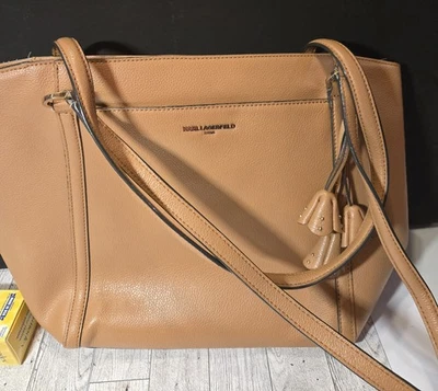 Karl Lagerfeld Paris "Iris" Tote Handbag with Flower Tassels Color: Sand - Image 1 of 4