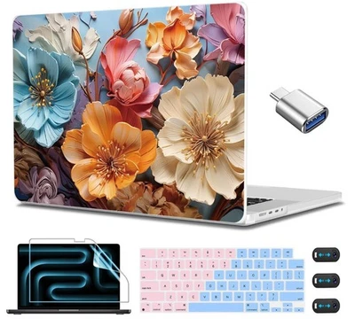 Estuche Rígido Floral Compatible con MacBook Pro 14" M1/M2/M3/M4 Foto 1 de 4