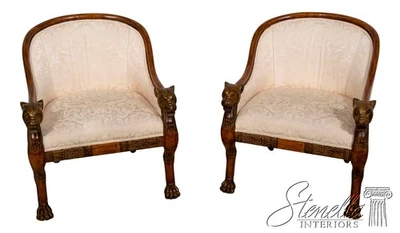 70435: Pair Of Mahogany Leopard Head Regency Barrel Back Chairs - Image 1 of 4