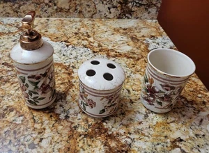 Vintage Croscill Cotswold Design 3-Piece Bathroom Accessories Collection - Picture 1 of 5