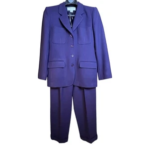 Jones New York VNT 90s Purple Blazer-8P, Hose-6P, Hosenanzug Set, 100% Wolle - Bild 1 von 12
