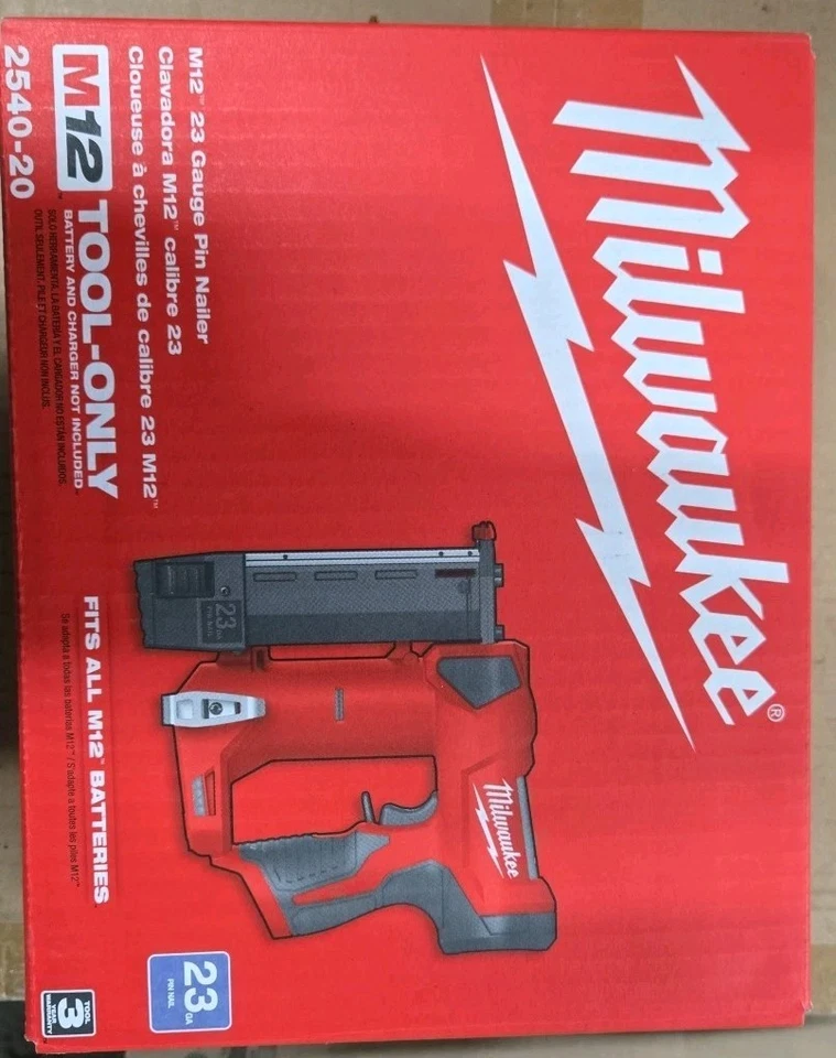 Milwaukee M12 12V 23 Gauge Cordless Pin Nailer Tool (2540-20) - Image 1 of 1