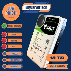 Seagate Exos X18 ST18000NM004J 18TB 7.2K SAS 12Gb/s 3.5" Enterprise HDD 0 Hours - Picture 1 of 3