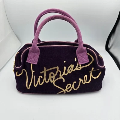 Victoria's Secret фиолетовый бархат Дамская сумка золотой логотип Y2K сердце подвеска маленький кошелек - Изображение 1 из 4