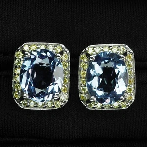 Twinkling Color Change Sapphire 8Ct 925 Sterling Silver Handmade Halo Earrings - Picture 1 of 7