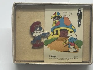 Vintage Peyo PAPA SMURF Gold Tone Metal Brooch Pin (1980) - Picture 1 of 10
