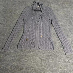 Athleta Cardigan Open Knit Womens S Purple Zip Up Ribbed Cuff Hoodie Crochet - Picture 1 of 12