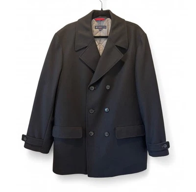 Abrigo Daniel Cremieux Hombre Clásico Negro Guisante 100% Lana con Forro de Guinga Grande Foto 1 de 4