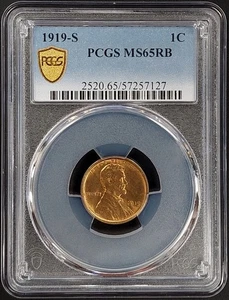 1919 S Lincoln Cent certified MS 65 RB by PCGS! - Picture 1 of 4