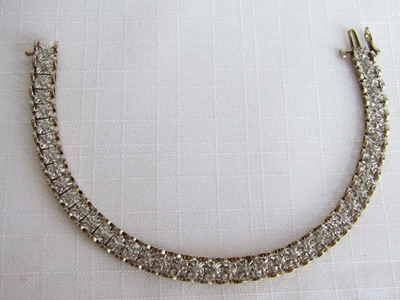 "Brazalete de tenis de diseño de plata de ley y diamantes genuinos de 7,25""" Foto 1 de 4