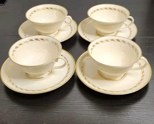 4 FRANCISCAN China DEL MONTE GOLD pattern CUP & SAUCER Sets - Picture 1 of 7
