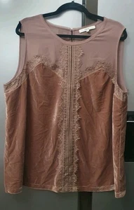 Next Top sin mangas de terciopelo rosa polvoriento UK20 EU48 US16 Top de hadas de malla con ribete de encaje - Imagen 1 de 19