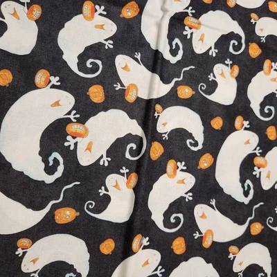 Cute Ghost and Pumpkin Halloween Fabric - Image 1 of 3